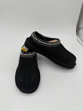 Kirkland Signature Slippers Shoes Mens Size 6 Black Suede Shearling Slip On NEW